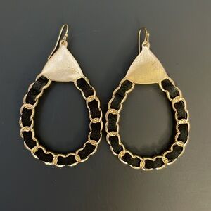 LIQUIDATION SALE Black & Gold Teardrop Earrings, Goldtone & Black Earrings